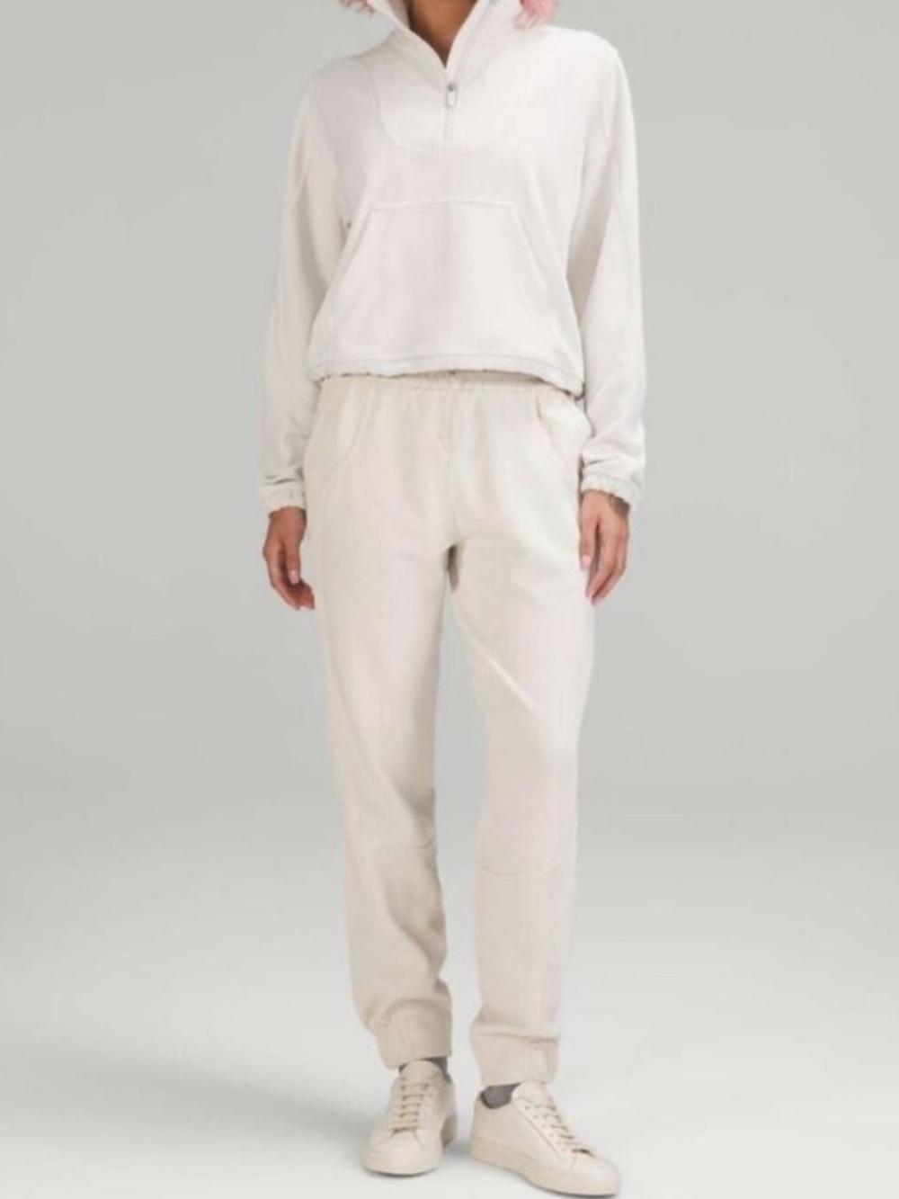 Lululemon Brushed Softstreme Ribbed High-Rise Jogger White Opal Lounge Pants 14